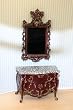 Mahogany Gold Embossed Sideboard with Mirror Dollhouse