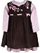 2 PC Dress Set B T Kids Girls Brown Jumper Dress with Polka Dot Dress