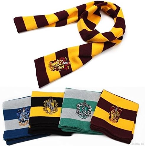 SSCUN New Harry Potter Knitting Scarf Movie Fans' Favorite School Unisex Striped Gryffindor Scarves Blue