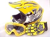 Typhoon Youth Helmet Gloves and Goggles Combo Yellow (Medium)