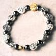 Stretch Fit Bracelet - 9mm Saint Benedict Medals - 6mm Round Hematite Beads - Made in Italy