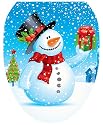 Toilet Tattoos TT-X614-O Snowman with Gift Decorative Applique For Toilet Lid, Elongated