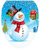 Toilet Tattoos TT-X614-O Snowman with Gift Decorative Applique For Toilet Lid, Elongated