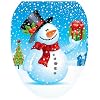 Toilet Tattoos TT-X614-O Snowman with Gift Decorative Applique For Toilet Lid, Elongated