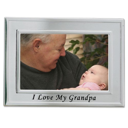 Lawrence Frames Sentiments Collection, Brushed Metal 4 by 6 I Love My Grandpa Picture Frame