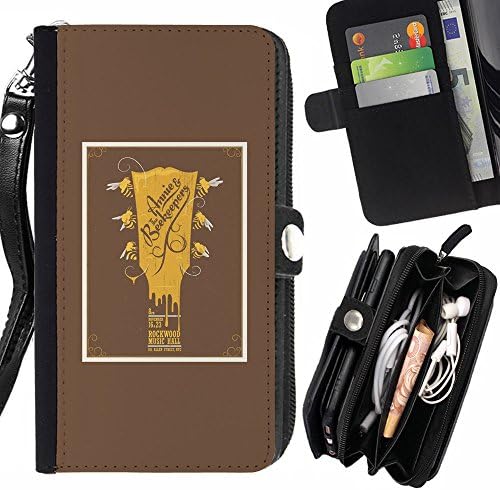 Colorful Pattern Wallet Purse Pouch Holster Leater &amp; Soft TPU Case (2-in-1) for Huawei Honor 5c / Honor 7 Lite / GT3 , ( Guitar Golden Brown Poster Music Rock )