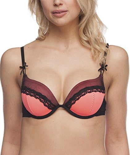 Sweet Intimates Ladies Vintage Look Lace Trim Garbo Plunge Bra Coral B34