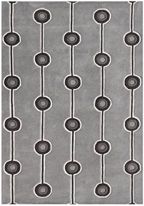 Alliyah Lines and Dots Steel Gray Floor Area Rug (8' x 10')