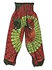 Harem Pants Medallion Pocket Green Yellow Yoga Smocked Waist Pants