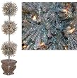 5' Pre-Lit Silver Tinsel Triple Ball Potted Topiary Tree - Clear Lights