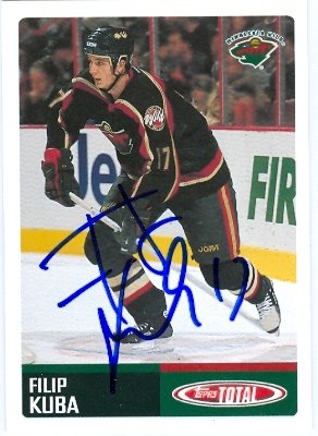 Filip Kuba autographed Hockey Card Minnesota Wild 2003 Topps Total 198B0085ERRRM