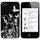 mumbi Schmetterling Blumen H�lle iPhone 4s 4 Schutzh�lle (Harte R�ckseite) Butterfly schwarzvon "mumbi�"