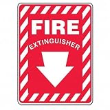 (Price/EA)Sticker Sign, Fire Extinguisher, 10x14, Red/White