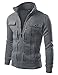 Doublju Men Trendy Skinny Fit Shoulder Point Zip Up Jacket CHARCOAL,(US-M)ASIA-L