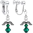 Handmade May Birthstone Angel Silver Plated Clip On Earrings MADE WITH SWAROVSKI ELEMENTS