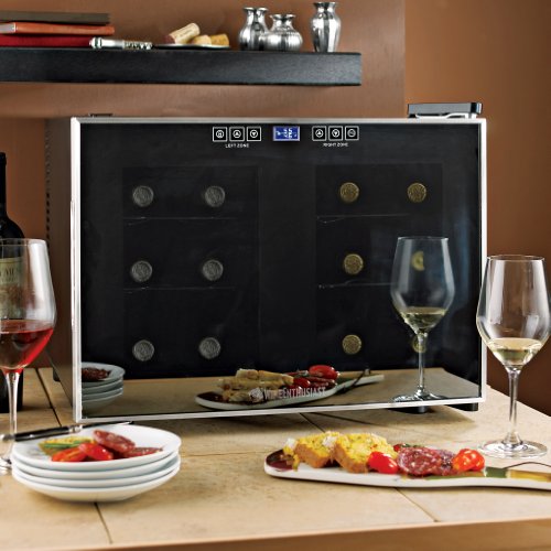 Wine Enthusiast Silent 12 Bottle 2-Temp Touchscreen Wine Refrigerator