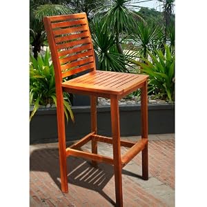 Outdoor Patio Wood Bar Stool/Bistro Chair - FSC Certified