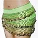 Sporting Goods : SEXY BELLY DANCER COSTUME HIP SCARF - LIME WITH GOLD COINS