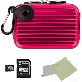 PINK Metallic Pascal Design Protective Cover Hard Shell Cube Carrying Case For Kodak EasyShare 8013054 M5350 / SLICE Point And Shoot Digital Camera + Includes a 16GB Micro SD Card with SD Adaptor + Includes a Universal Anti-Glare Screen Protector Guard