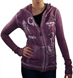 CHRISTIAN AUDIGIER Ed Hardy Burnout Zip Womens Hoodie Sweatshirt Top