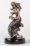 7 inch Copper Mermaid On Wave Holds Box Of Pearls Decorative Figurine
