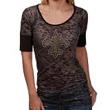 Touch by Alyssa Milano New Orleans Saints Ladies Black Sheer Crystal Premium T-shirt (Large)