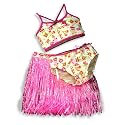Swim' n Pretty by Baby Buns - Girls 3 Piece Swimwear Set, Bikini and Hula Skirt, Pink, White