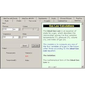 Gas Law Module - Downloadable SoftChemistry Education Software