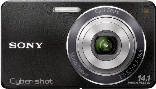 Sony DSC-W350B Digitalkamera (14 Megapixel, 4-fach opt. Zoom, 26 mm Weitwinkelobjektiv, 6,9 cm (2,7 Zoll) Display, bildstabilisiert) schwarz
