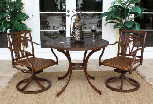 Coco Palm Swivel 3 Piece Slatted Dining Bistro Set product image