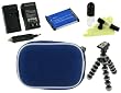 rooCASE 5n1 Nylon Hard Shell (Dark Blue) Case with Memory Foam / LI-40B LI-42B 650mAh Li-Ion Battery / AC DC Charger / Tripod / LCD Cleaning Kit for Olympus FE-4030 Digital Camera Pink