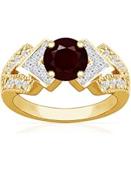 14K Yellow Gold Round Cut Ruby Ring With Sidestones (GIA Certificate)
