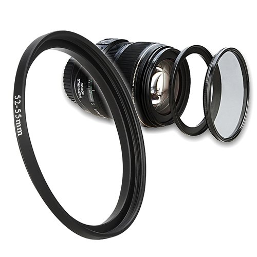 52-mm to 55-mm Camera Lens Filter Step Up Adapter Ring