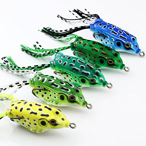 VERY100 5.5cm 8g Soft Frog Topwater Fishing Lure Crankbait Hooks Bass Bait Tackle (5pcs)