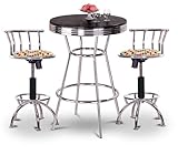 Chrome Bar Table & 2 Chrome Adjustable 24"-29" Rainbow Polka Dots Fabric Se ....