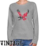 NCAA Eastern Washington Eagles Ladies Ash Distressed Logo Vintage Long Sleeve Classic Fit Tee