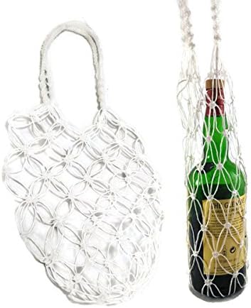 The Elastic Giant Picnic Basket of Water Canteen, Flask, Fruit, Mini Wine Bottle Cover Picnic Accessories White Rope