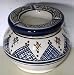 Moroccan Handmade Two-Piece Ceramic Blue and White Crosshatch Medium Ashtray,by Treasures of Morocco,Free shipping