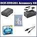 Sony DCR-DVD201 Camcorder Accessory Kit includes: 638002 Tape/ Media, SDNPFM50 Battery, SDM-101 Charger, ZELCKSG Care & Cleaning, USB5PIN USB Cable