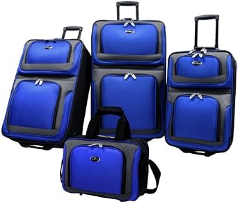 US Traveler New Yorker 4 Piece Luggage Set Expandable,Royal Blue,One Size
