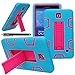 Galaxy Tab 4 7.0 Case, E LV High Impact Resistant Full-body Protection Hybrid Armor Defender Case Convertible Built in Stand for Samsung Galaxy Tab 4 7 with 1 Black Stylus - TURQUOISE / HOT PINK