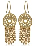 18k Gold Over Sterling Silver Aztec Goddess Dangle Earrings
