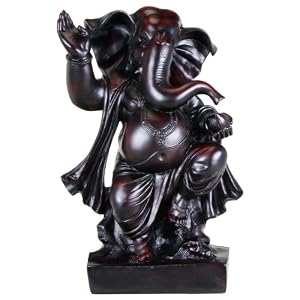 Dark Cherry Finish Dancing Ganesh Statue