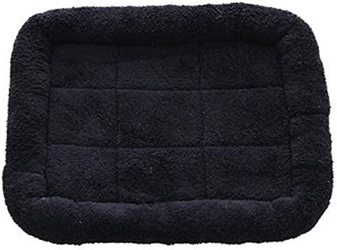 FFMODE Pet Dog Cat Fleece Soft Warm Crate Cozy Bed Mat House 18-inch by 14-inch, Black, S