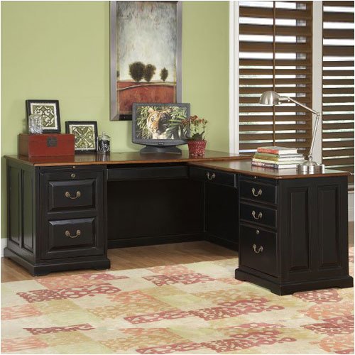 Riverside Furniture 71020 Summit 68" W Laptop Computer Workstation in Madera Cherry and Antique Blac