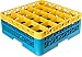 Carlisle RG25-2C411 OptiClean 25 Compartment Glass Rack with 2 Extenders, 7.12", Polypropylene, Yellow/Carlisle Blue