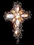 11 Illuminated Gold Capiz Hearts Cross Christmas Tree Topper #UL3006