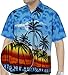 La Leela Cloudy Beach Button Up Hawaiian Miami Cruise Casual Shirt Men Blue