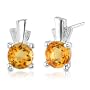 1.50 Carats Round Shape Citrine Earrings in Sterling Silver