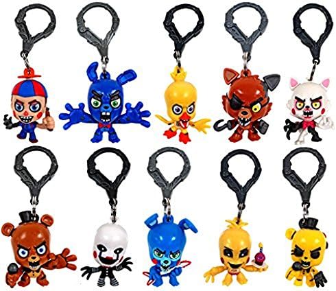 Coolfly Fan FNAF Five Nights At Freddy's 3" Figure Hangers SET of 10 Toys Includes: Chase Piece "Golden Freddy"